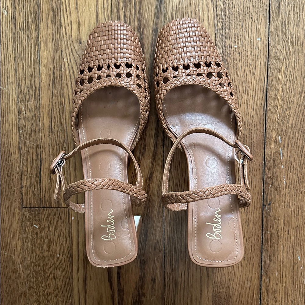 Biden Woven Tan Slingback Heels - Picture 2 of 4